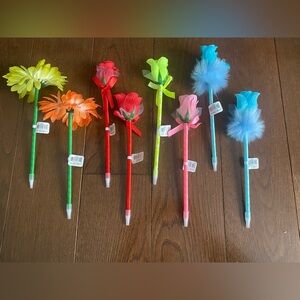 New lot of 8 Colorful Flower rose Pens